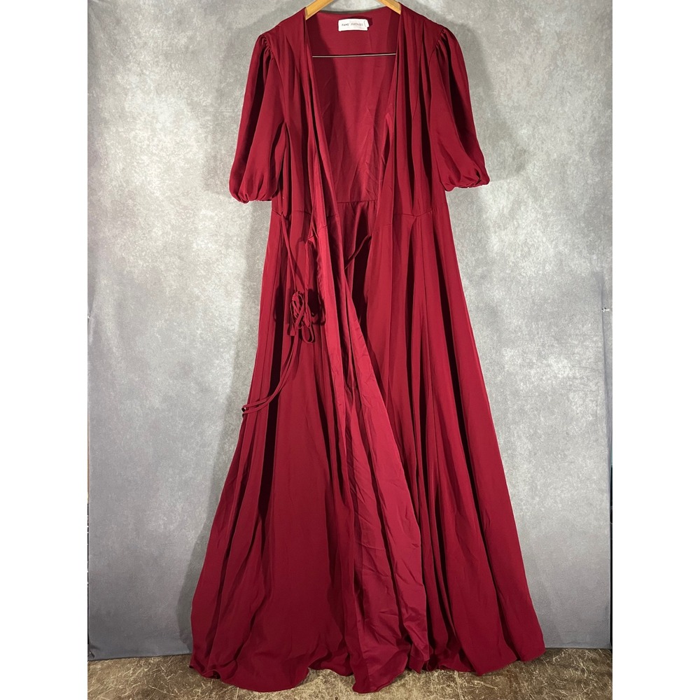 Fame and Partners Maxi Wrap Dress in Deep Burgundy Red